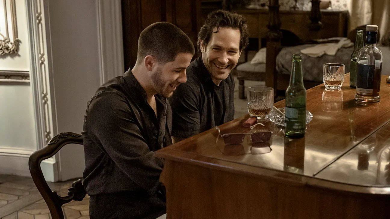Nick Jonas as Danny and Paul Rudd as Rick in Power Ballad.