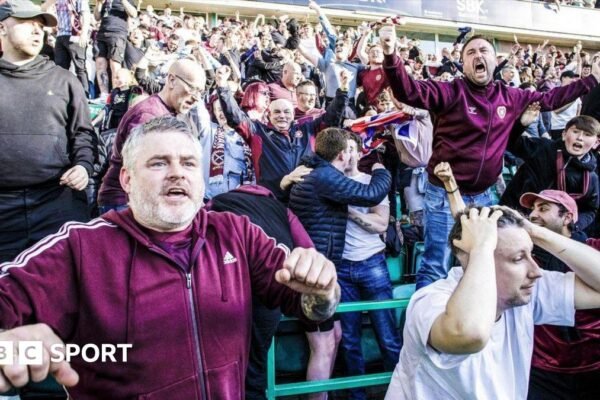 Hearts fans celebrate