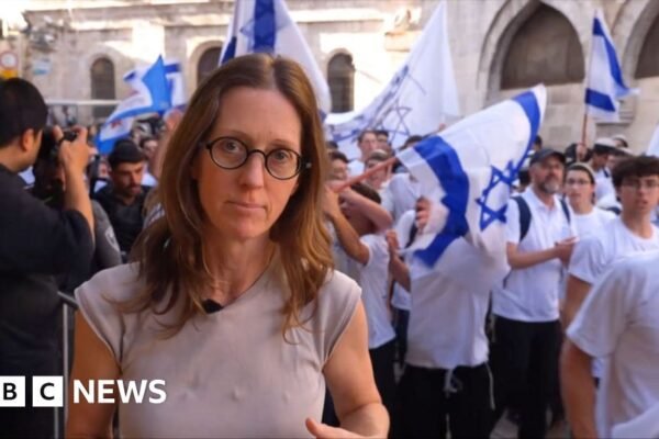 BBC on the ground during march through Jerusalem's Old City