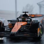 Oscar Piastri during a wet sprint race in Miami in 2025