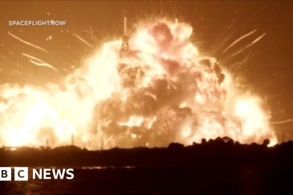 Moment Blue Origin rocket explodes during test in Florida