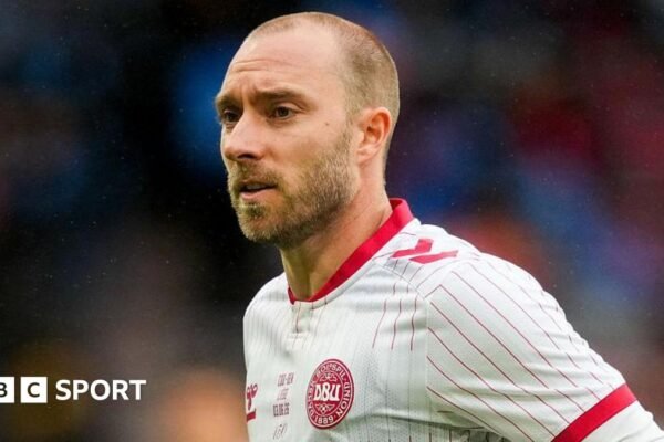 Christian Eriksen looks on during Denmark's friendly with DR Congo in June 2026