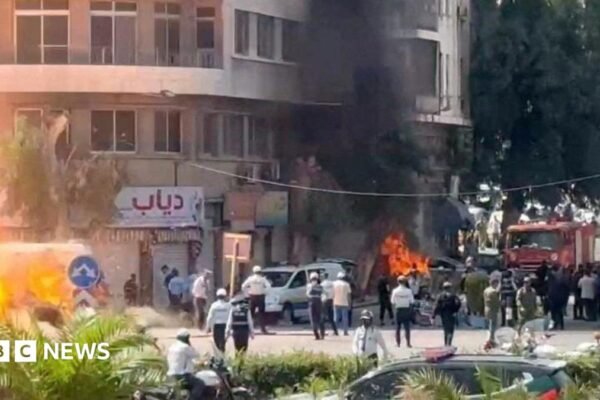 Bomb explosions injure 18 in Damascus during Macron's visit