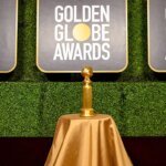 A view of the Golden Globe Trophy on display.