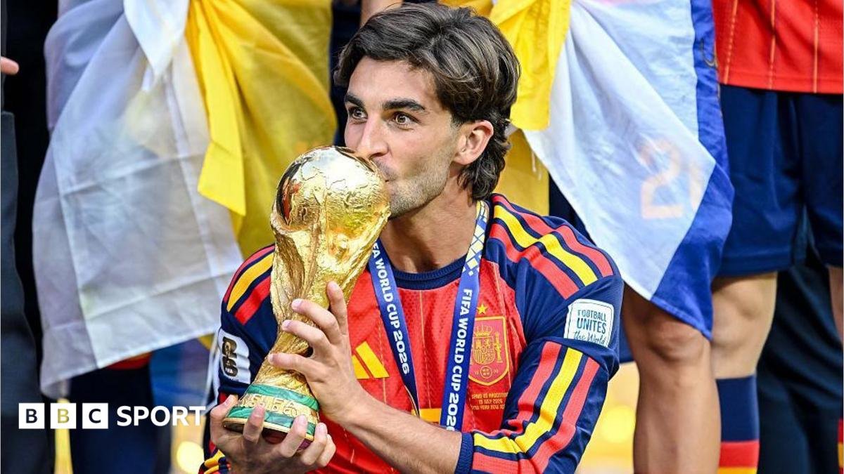 Ferran Torres celebrates after winning the 2026 World Cup with Spain in July