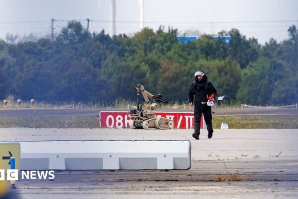 Drone carrying explosives found at German airport, police say
