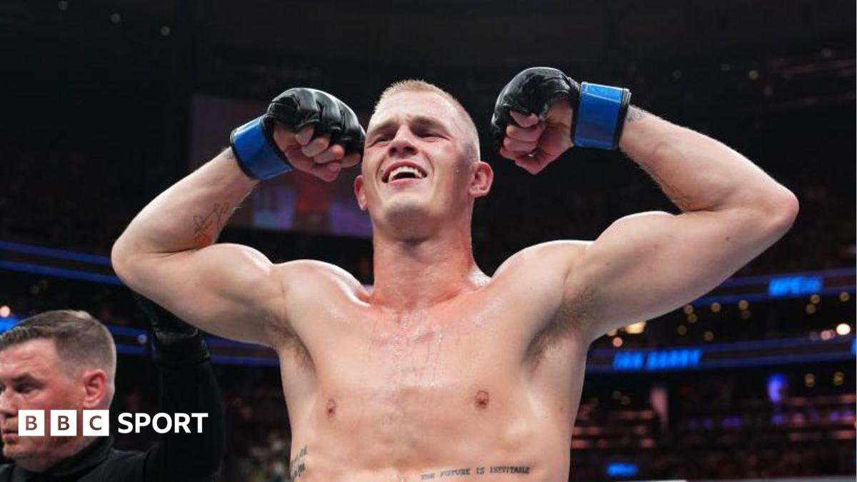 Ian Machado Garry celebrates beating Neil Magny in 2023