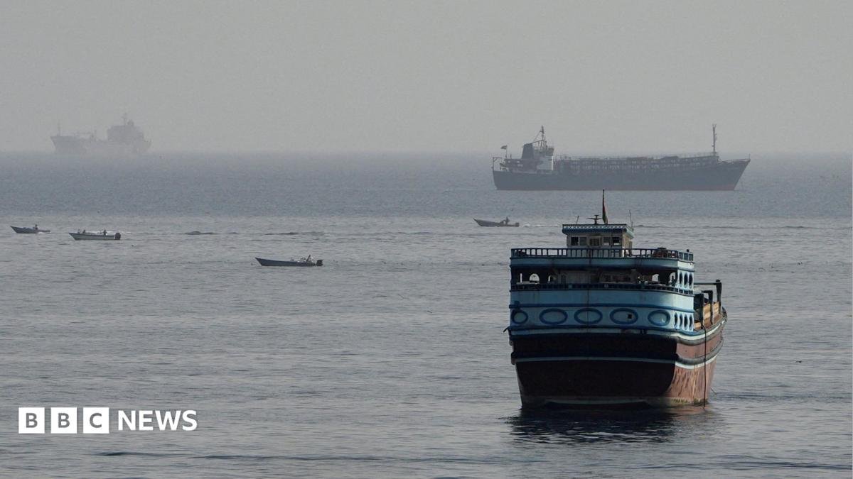 Vessels in the Strait of Hormuz, as seen from the Musandam Peninsula, Oman (3 August 2026)