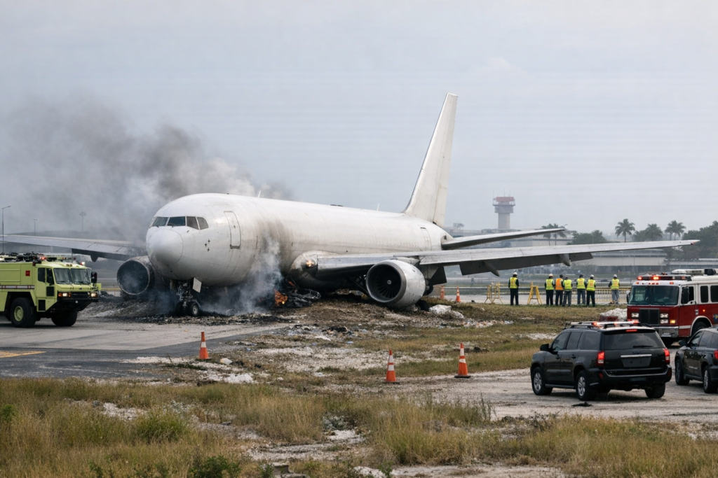 Cargo Jet Overruns Runway in Miami, Leaving Five Dead