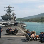U.S. carrier pauses off Phuket for crew rest after Middle East deployment